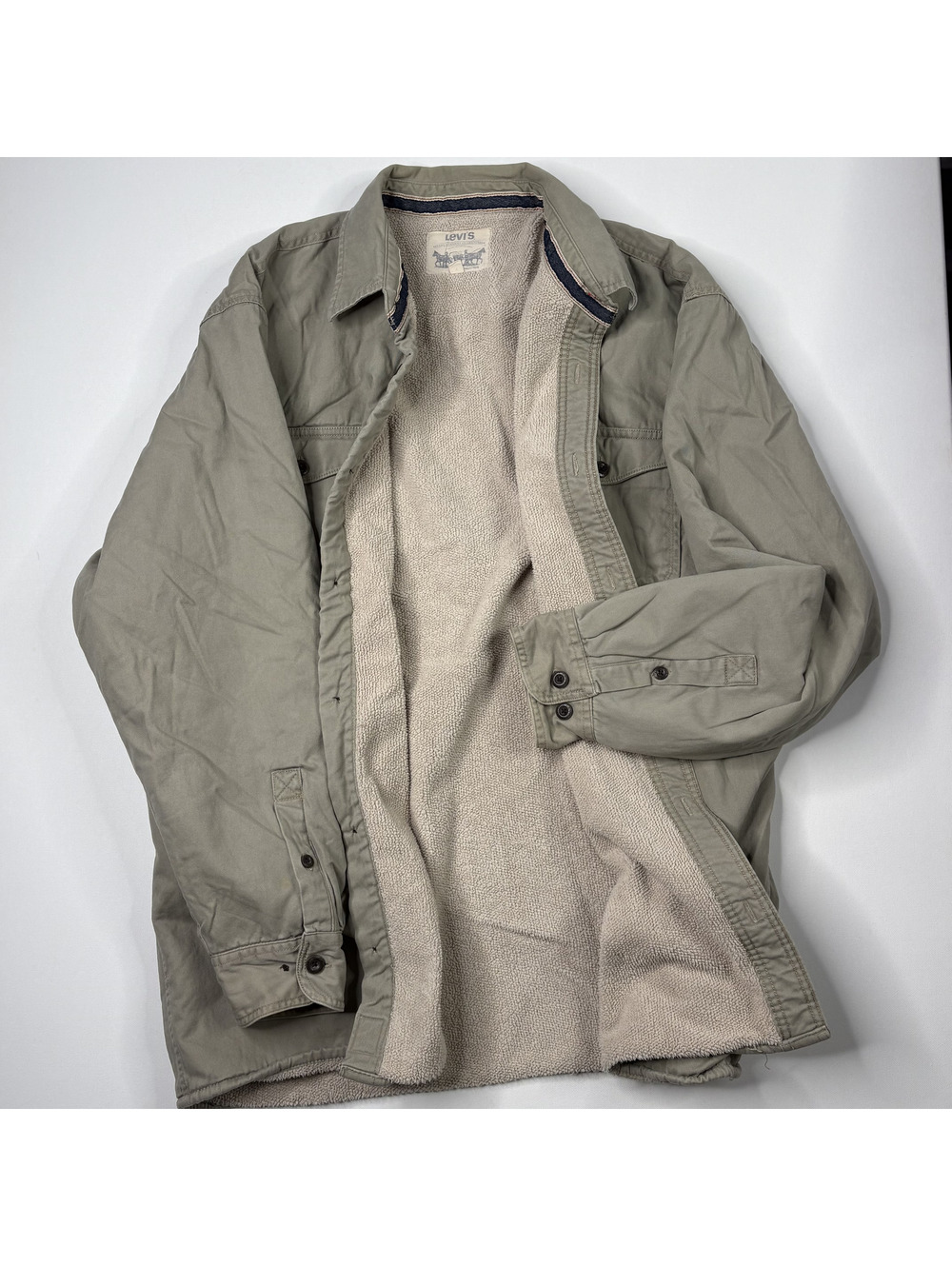 Levi's Sherpa Lined Jacket Canvas Military Workwear Olive XL